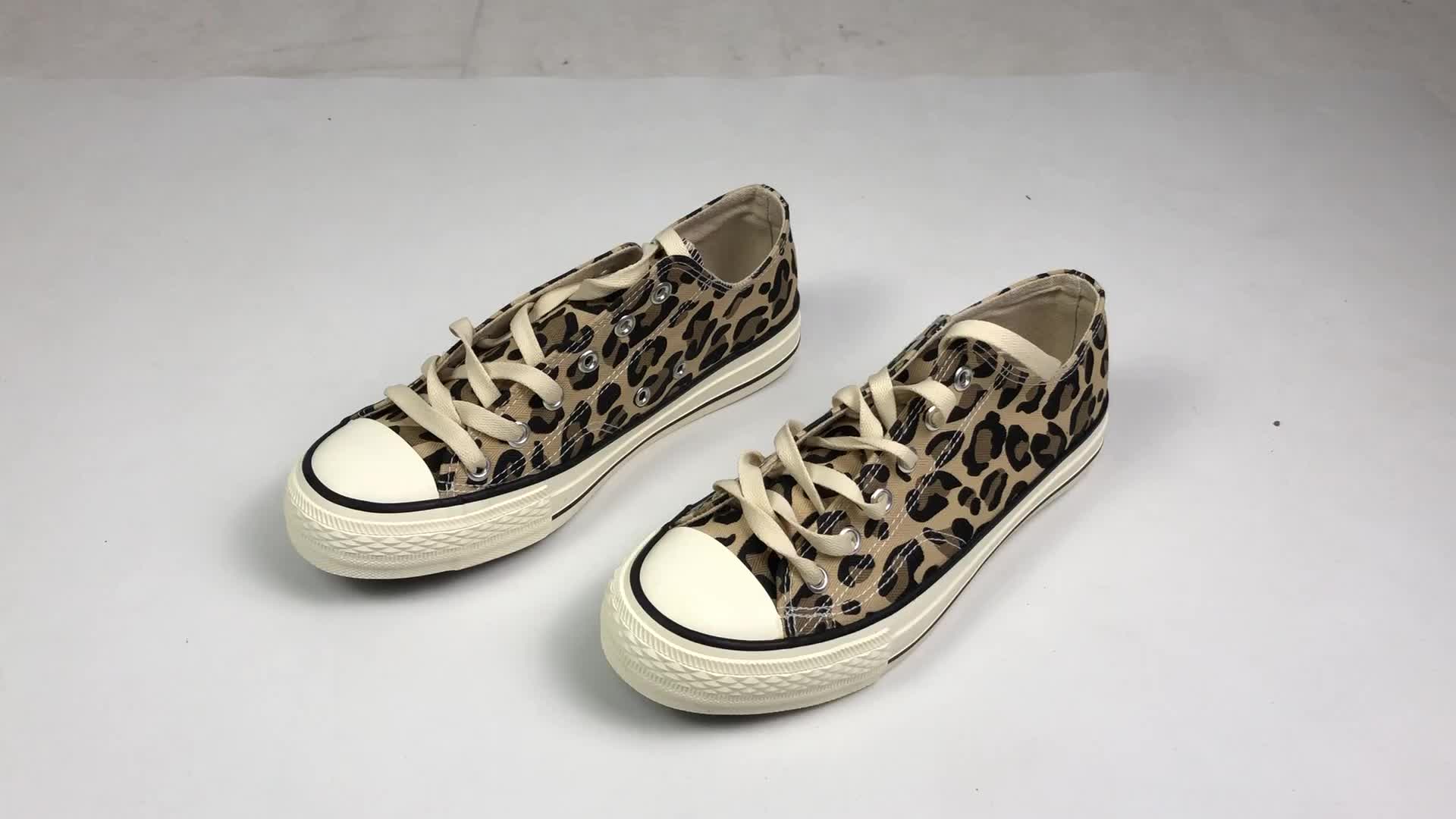 leopard lace up round toe flat sneakers