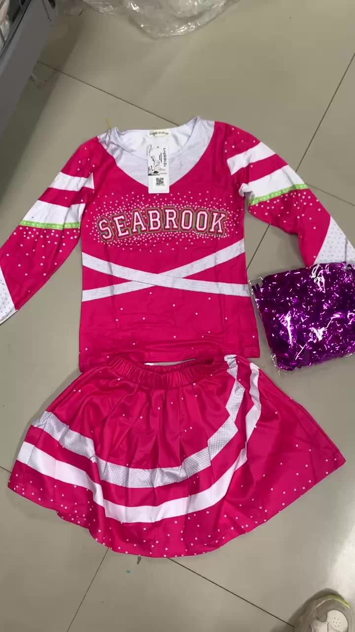 Girls Kids Cheerleading Costume Cheerleader Uniform Dance Fancy Dress