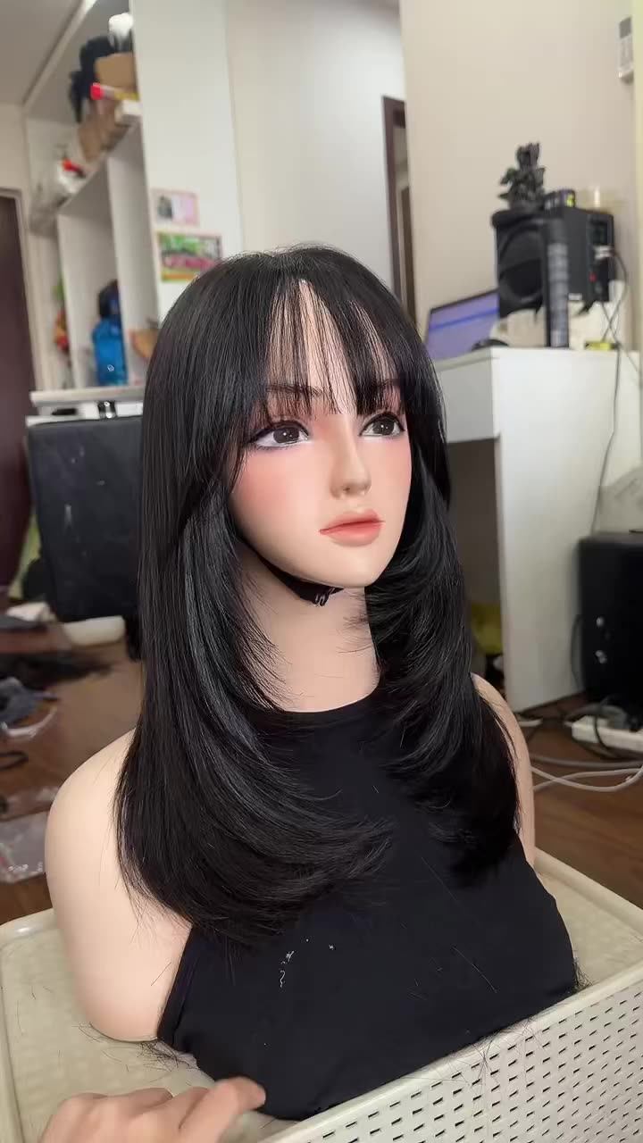 High Quality Straight Human Hair With Bang Lace Front Wig Cheap Long