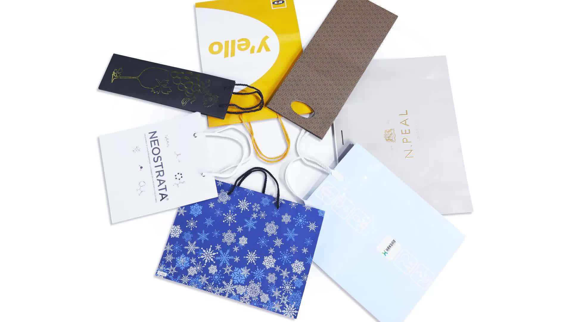 Christmas Brown Kraft Small Jewelry Paper Gift Bags Paper With Gift