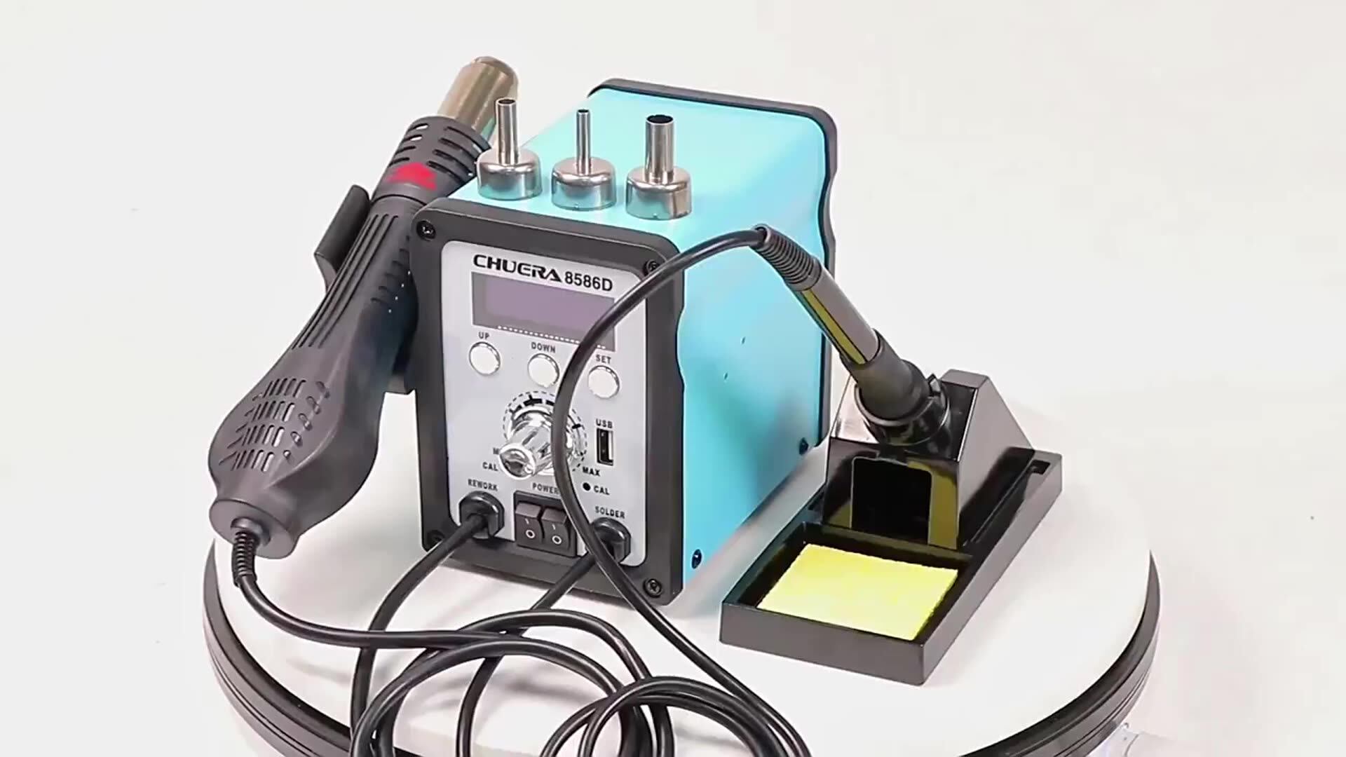 Chuera 8586D 780W 2 in 1 Desoldering Stations Hot air Gun Soldering Iron  Rework Station for Repairing Mobile PCB SMD