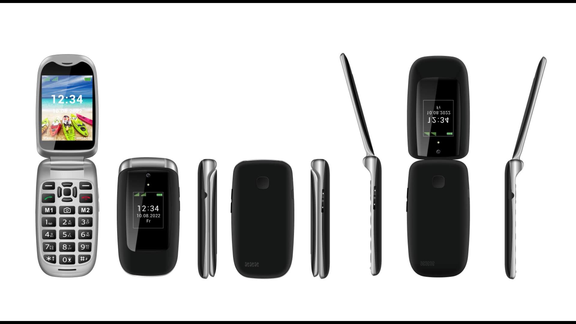 D61 4g Flip Phone Torch Screen Portable Android 11 Big Button With Sos