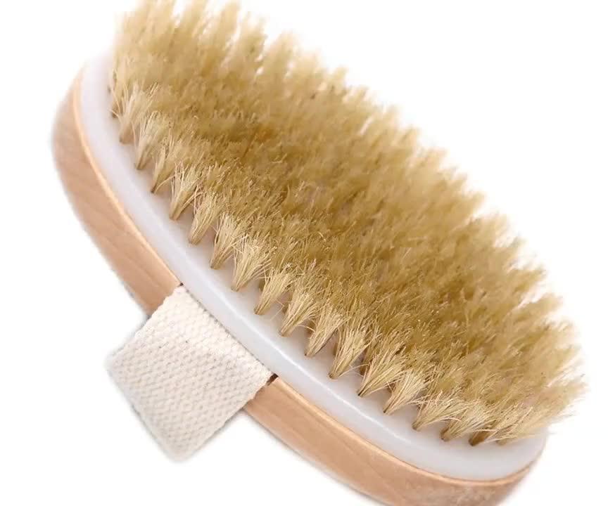Wholesale High Quality Bamboo Dry Skin Body Brush Boar Bristles Bath