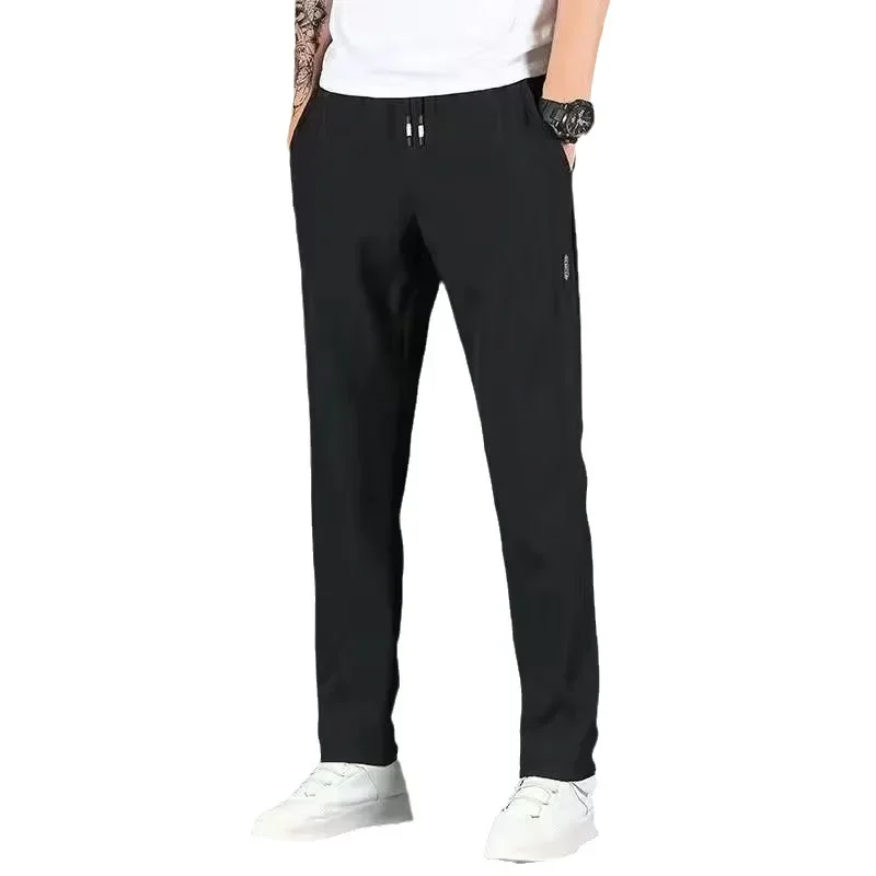 Ice silk pants men's loose breathable straight-leg casual pants spring and summer thin quick-drying trousers versatile men's sports pants
