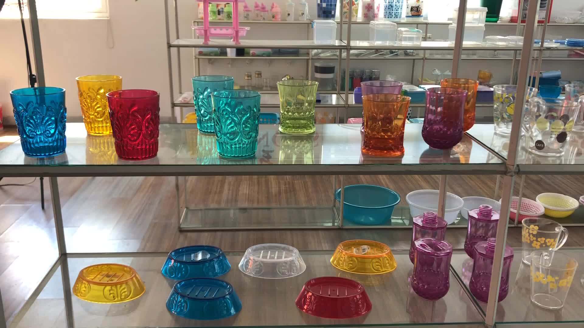 Custom Color Clear Acrylic Plastic Drinking Glass Heavy Base Tumbler