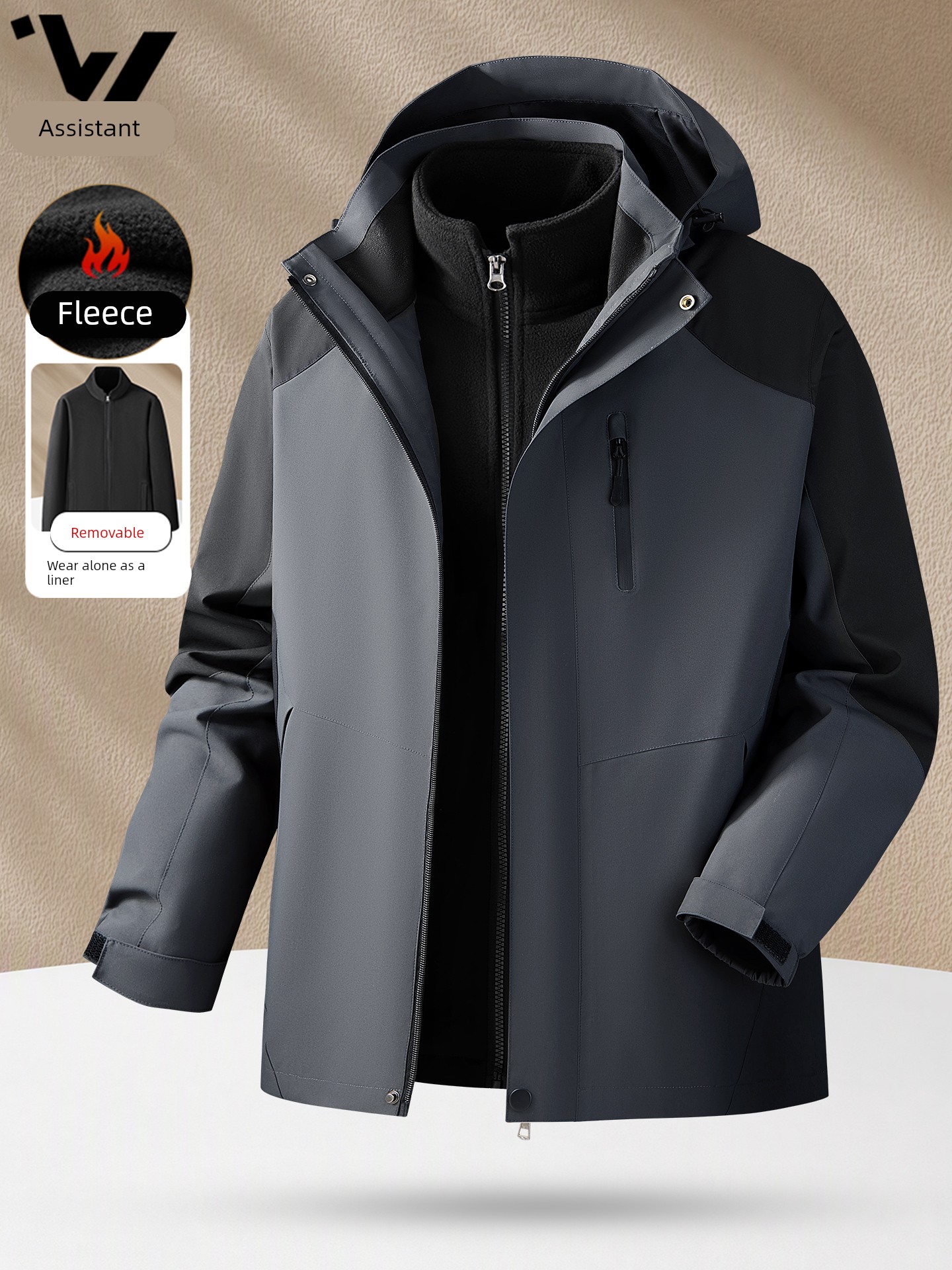 Dad's Outdoor Suit for Autumn and Winter 2026 New Model, Middle-Aged Men's Three-In-One Jacket, Spring Clothing for Middle-Aged and Elderly Men
