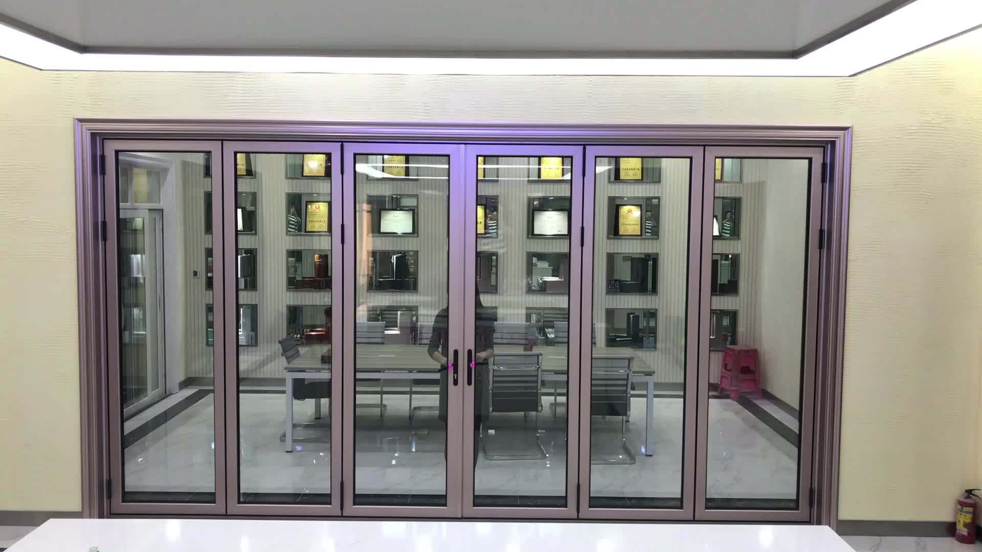 Safety Design Soundproof Aluminium Profile Bifold Door,Aluminum Folding