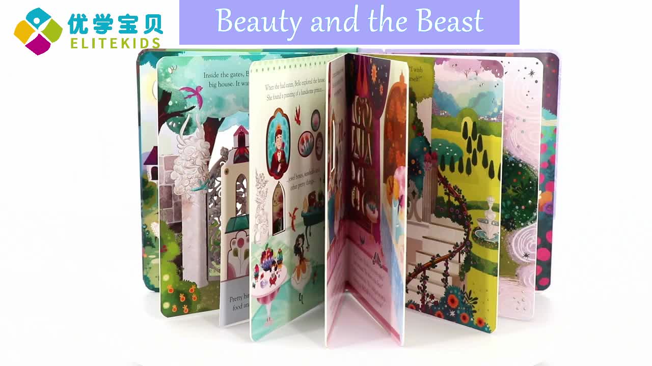 English truyện tranh gốc Usborne Peep Bên lén nhìn bên trong loạt Beauty and the Beast Beauty and the fairy tale cổ điển hầm cuốn sách cuốn sách quái thú Đồ chơi giáo dục