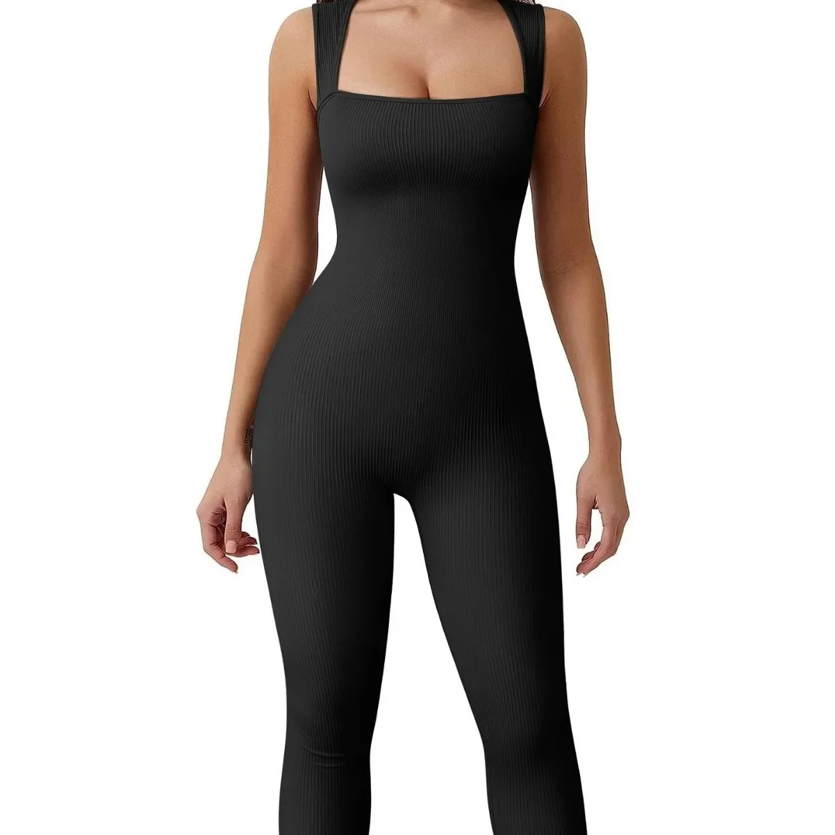 European and American New Seamless Solid Color One-piece Suit Women's Outdoor Fitness Sports Hip-lifting Abdominal One-piece Yoga Trousers