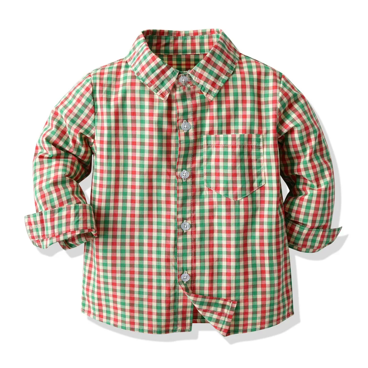 Cross-border Spring and Autumn children's clothing 2020 Christmas children's suit boys plaid shirt bow tie suspenders party dress