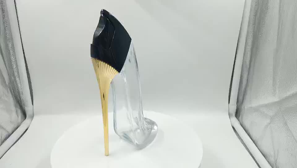 New Style Personalized High Heel Shaped Glass Bottle Black Glass