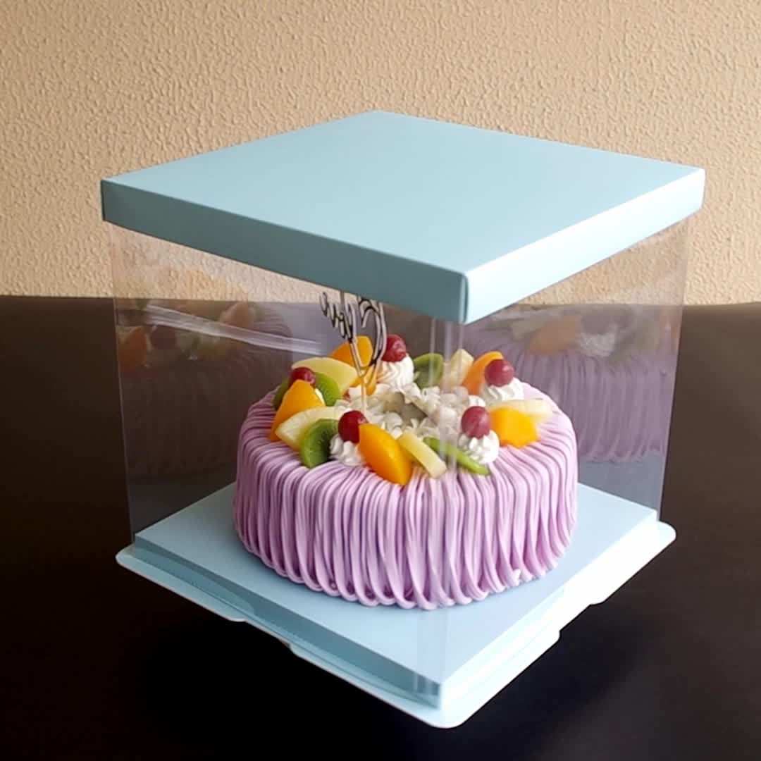 9 Inç 8 Renk Renk Tabanı Şeffaf Plastik Pet Düz Sınır Kek Kutusu Ekmek