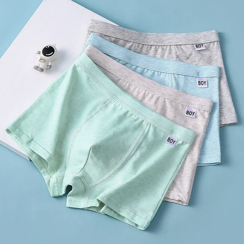 Children's underwear, boys' straight-leg pants, pure cotton, middle and large children, colorful sand cotton, boys' youth four-leg shorts, solid color, men's style