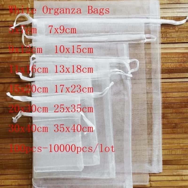 100 Sachets Organza 7x9cm Avec Cordon - Pochette Cadeau Mariage Bijoux Bonbons Noël Couleurs Mélangées