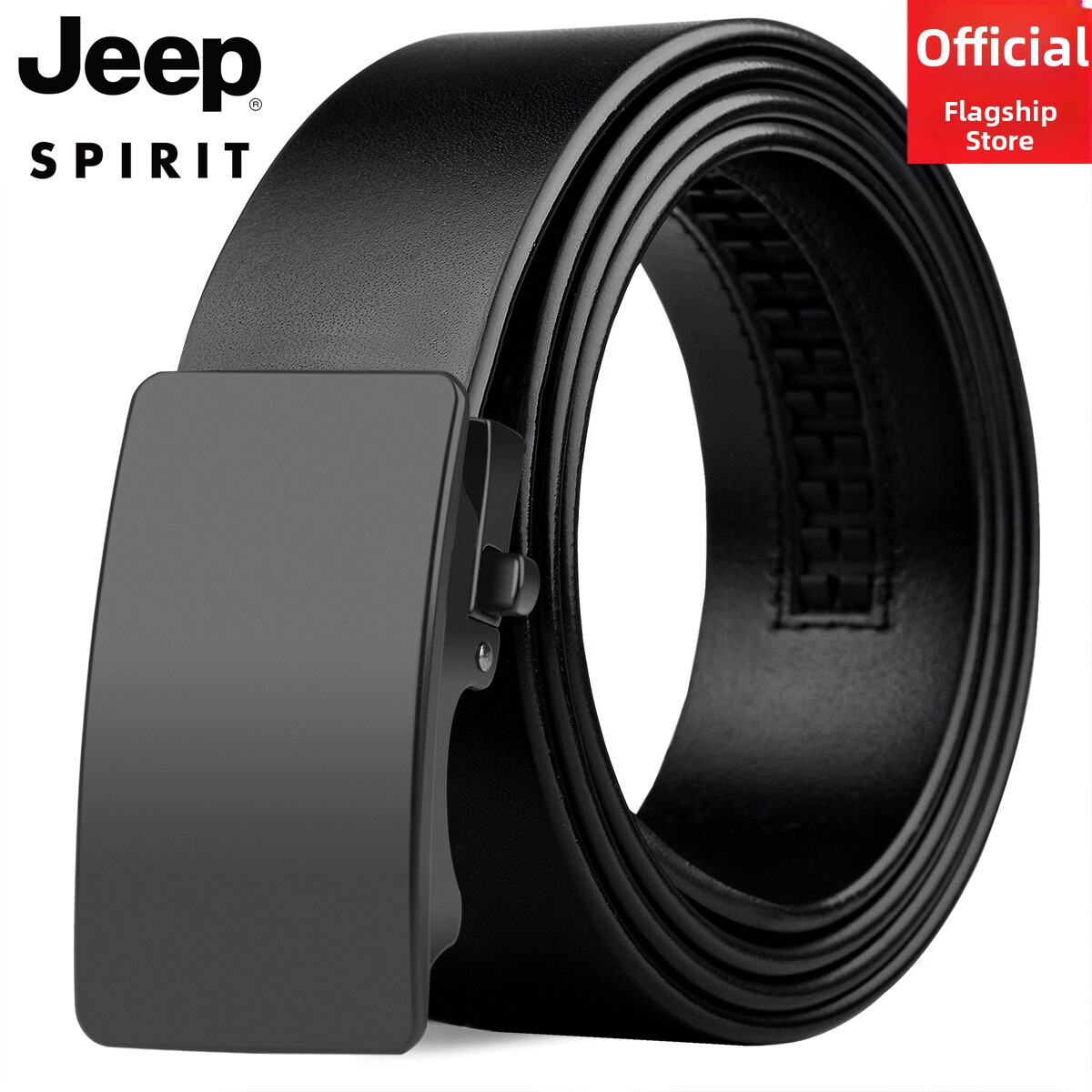 Jeep Men's Belt First Layer Cowhide Genuine Leather Automatic Buckle Casual Young Men's Belt Business Trouser Belt New Style