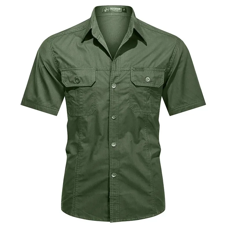 Summer military-style short-sleeve shirt men's workwear cotton coverall casual men's shirt wrinkle-resistant outdoor loose shirt
