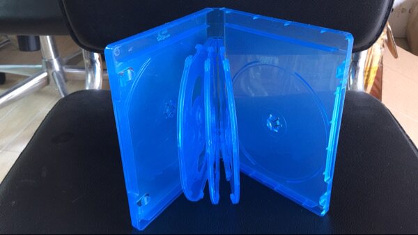 Blue light box 8 pieces of disc with disc core buckle dvd box plastic case