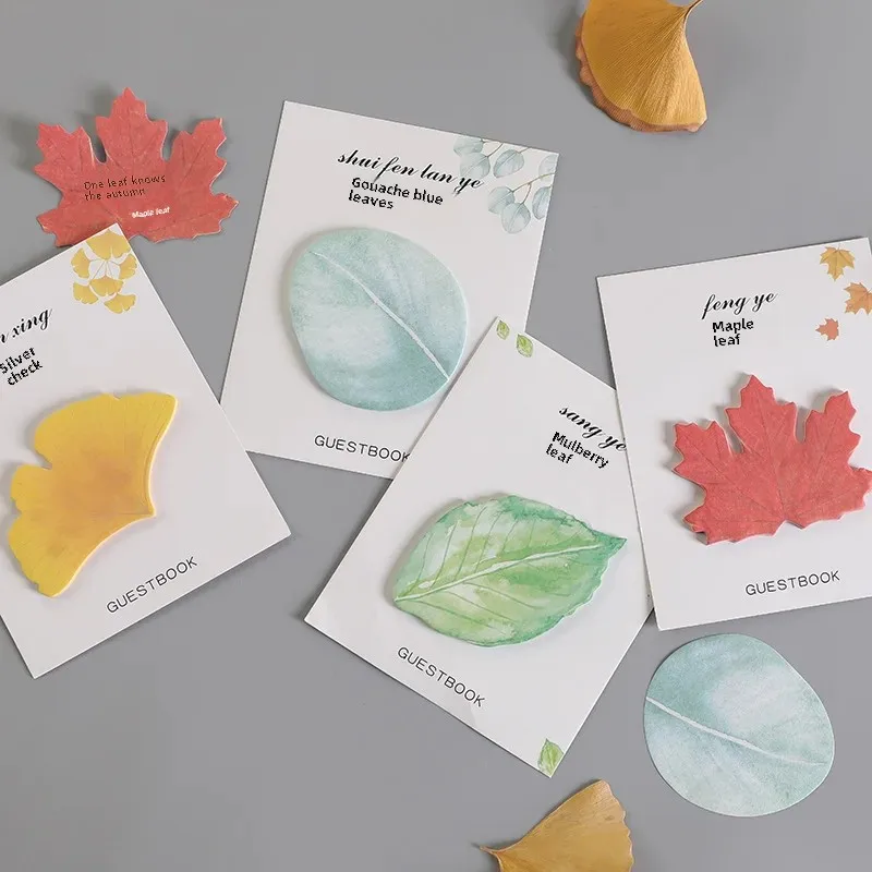Zhishun small fresh creative Leaves Post-it notes student message notepad N times paste simulation leaves note paper strip