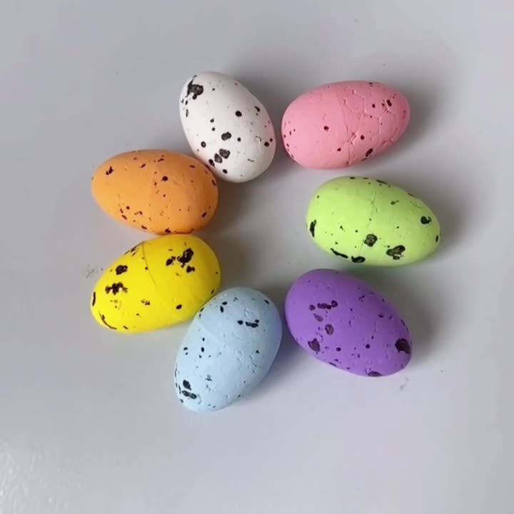 50 Mini Uova Di Pasqua In Schiuma Colorate - Decorazioni Fai Da Te Per Cestini E Alberi