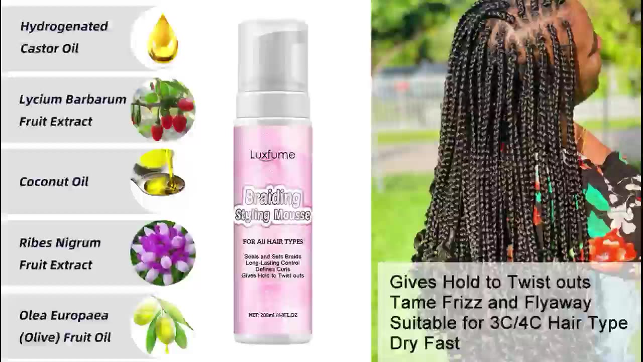 Wholesale For All Hair Types 4c Hair Braiding Setting Mousse Locs