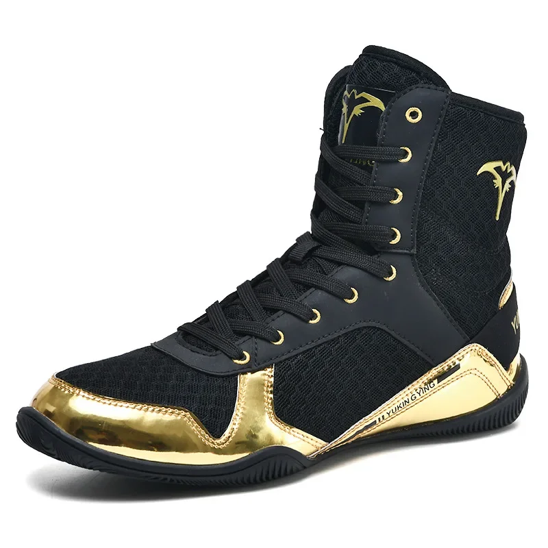 Boxing Shoes High-top Boys and Girls Sanda Fighting Fighting Training Shoes Adult Fitness Weightlifting Martial Arts Shoes Wrestling Shoes