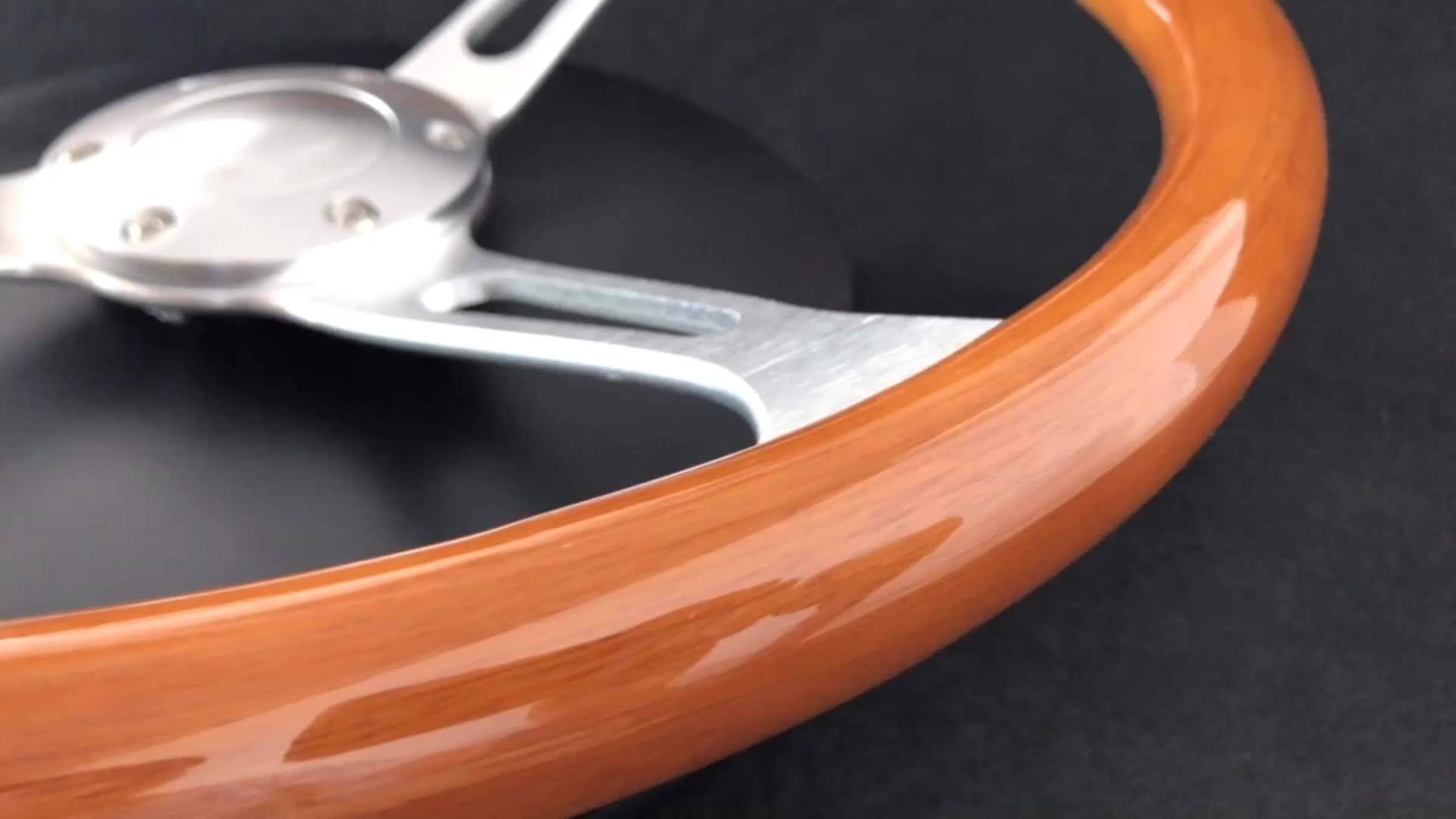 Universal Car Wooden Steering Wheel,380mm Steering Wheel Retro Wood