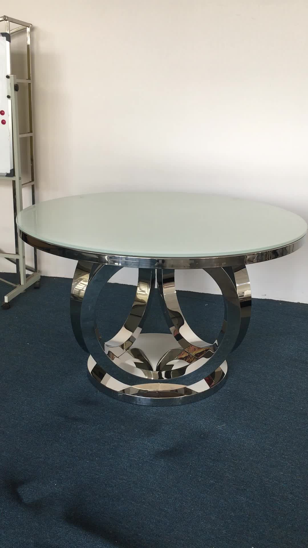 A8068 Rose Gold Round Marble Dining Table Design With Rotating Centre