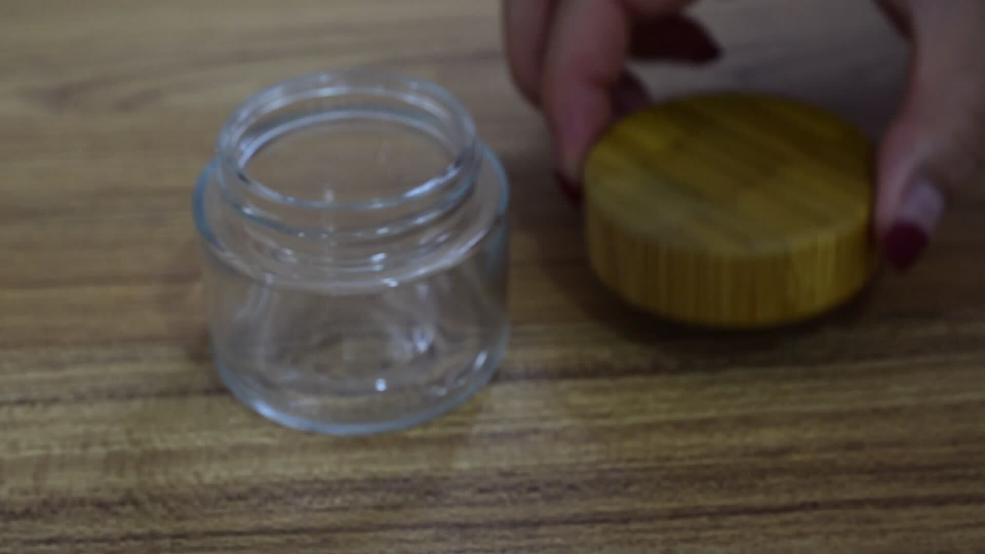 Glass Jar With Bamboo Lid 2 Oz Flower Packaging Wood Lid Childproof,Air