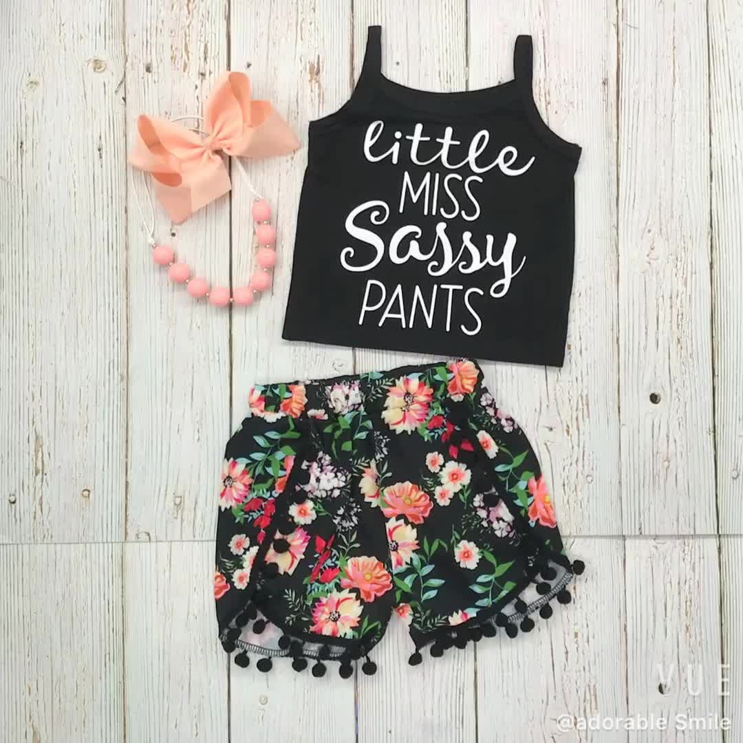 Rts Summer Baby Girl Outfits Sassy Pompom Shorts Baby Sets Buy Girl