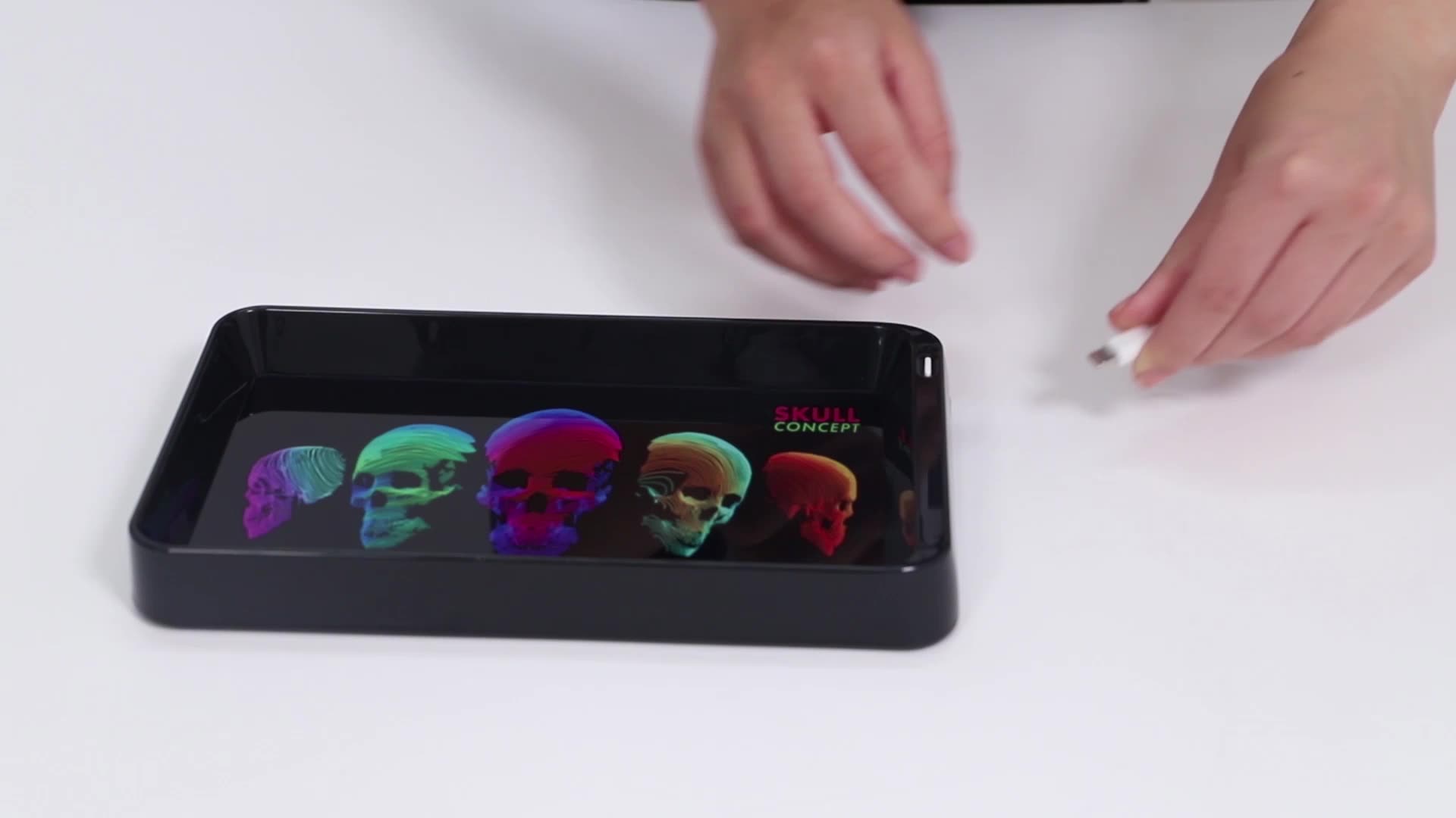 Jl018z Led Rechargeable Light Up Rolling Tray With Flash In Dark Led