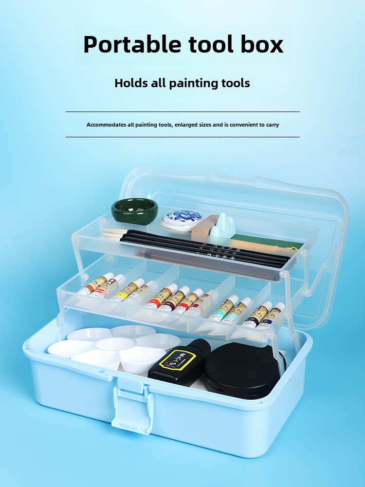 Chinese Painting Pigment Beginner Set 12 Colors 24 Colors Chinese Painting Supplies Tools Complete Set Ink Painting Entry-Level Professional Advanced Fine Brush Painting Materials 8K Raw Rice Paper Elementary School Students Children's Brush Palette