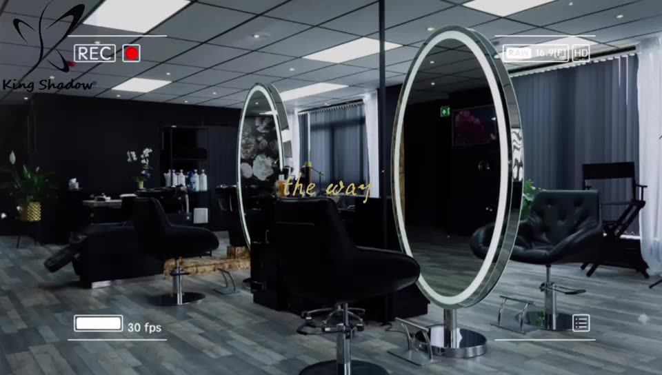 Salon Furniture Double Sided Led Makeup Mirrors Styling Stations Beauty