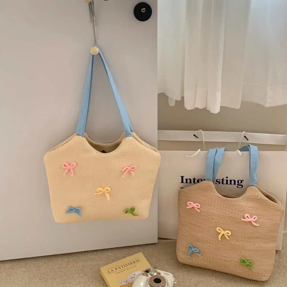 Summer New Niche Design Beach Woven Bag Fashion Shopping Bow Accessories Shoulder Bag Commuter Women