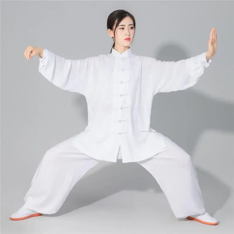 Taiji Clothing Spring and Summer Training Cotton Silk Breathable Long-sleeved Competition Performance Clothing Middle-aged Men's and Women's Clothing Training Clothing