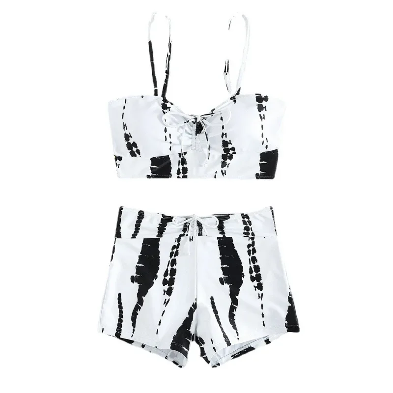 Cross-border 2025 New Print Split Women's Straight High-Waist European and American Sexy Foreign Trade Swimsuit Wholesale Factory