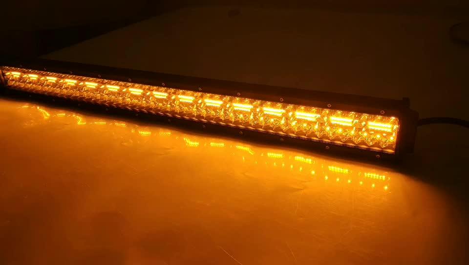 2020 12v 24v Led Light Bars,Dual Color Amber Strobe Off Road 3 Rows