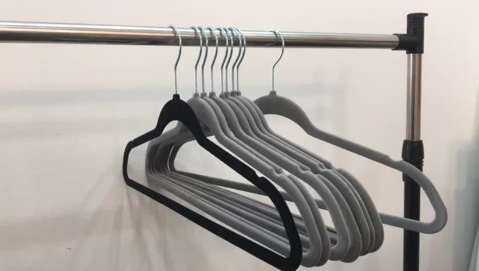 Customized Cloth Hanger Wholesale Black Grey Custom 50 Pack Coat Velvet