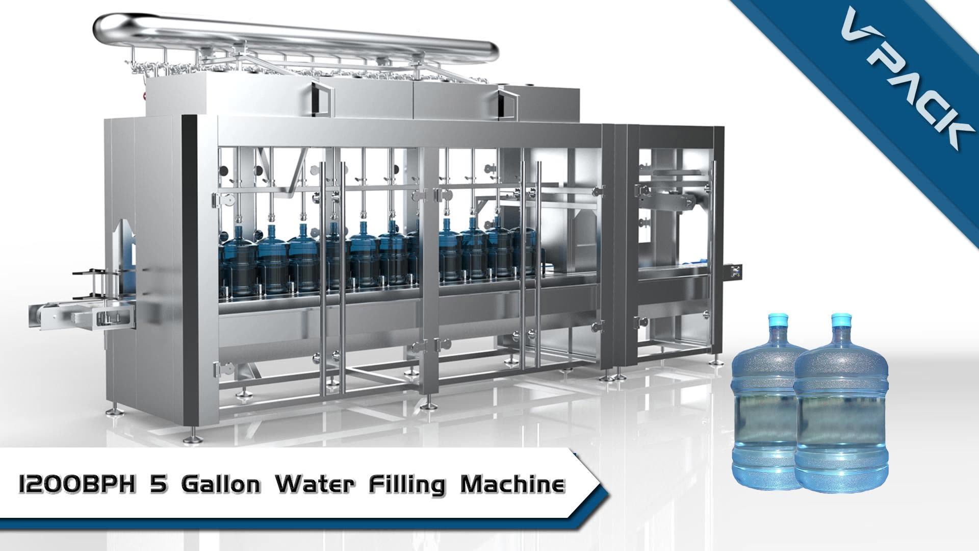 1200bph Automatic 5 Gallon Bottle Bucket Washing / Brushing Machine