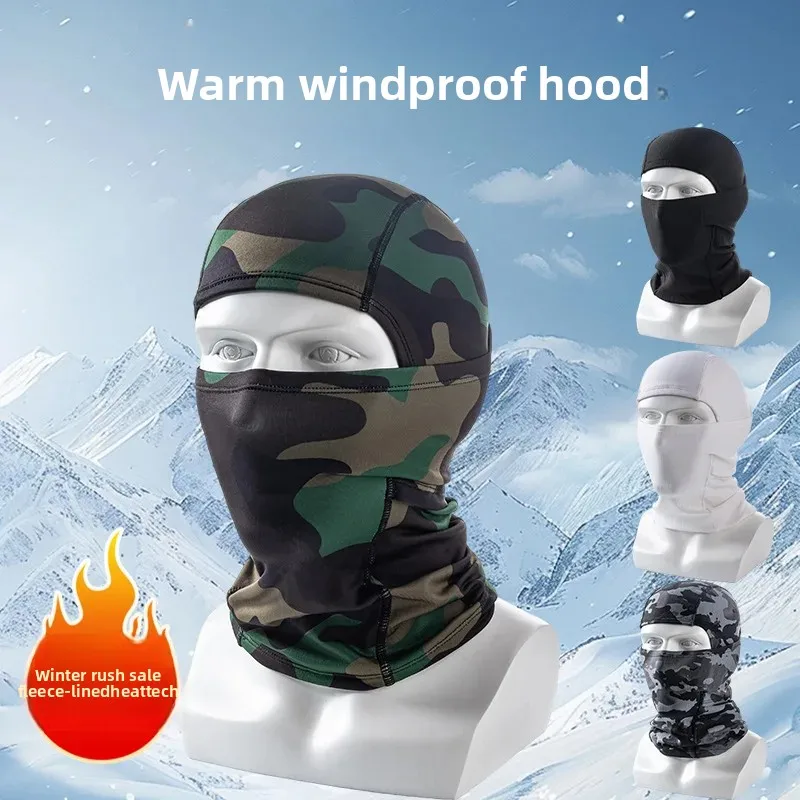Cross-Border Autumn and Winter Outdoor Cold-Proof and Windproof Motorcycle Hood Plus Velvet Neck Scarf to Keep Warm Ski Face Protection Cycling Mask