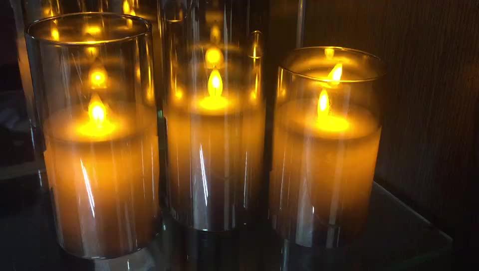 Wholesale Unique Decorative Colored Glass Led Flameless Candle Jar With Moving Wick Buy Glass