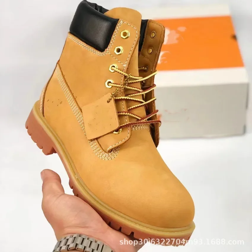 Classic Kick Rhubarb Boots Waterproof Wear-resistant Men's and Women's Mountaineering Shoes High-top Outdoor Tooling Snow Martin Boots