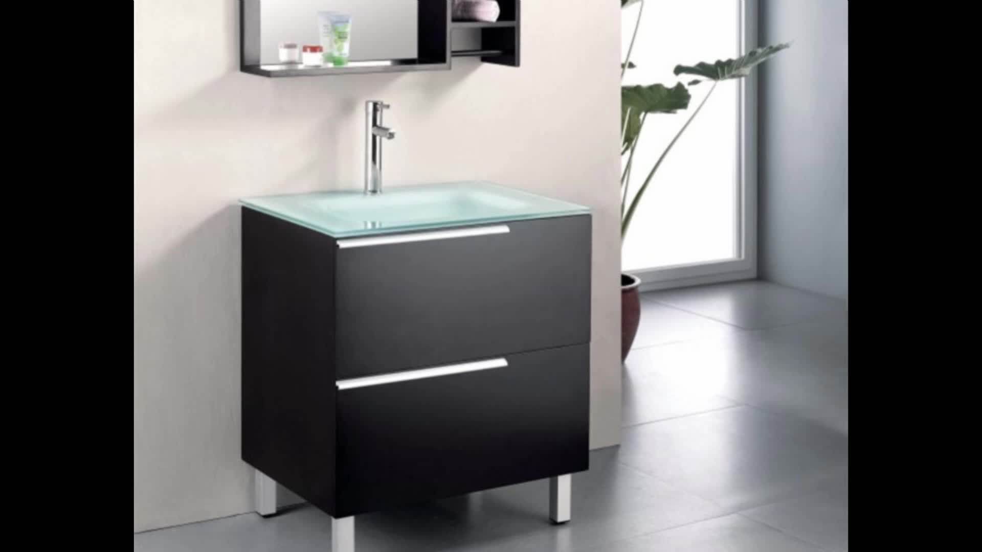 Single Glass Basin Bathroom Complete Vanity Set With Mirror And