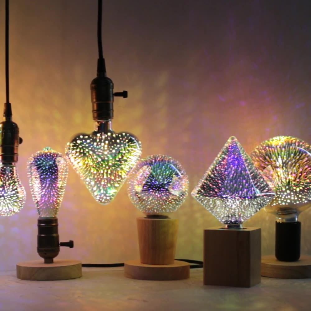 Firework 3D Stained Glass LED Bulb – 4W E27 Decorative Star Shine Light For Holidays, Parties & Atmosphere (Not For General Lighting)