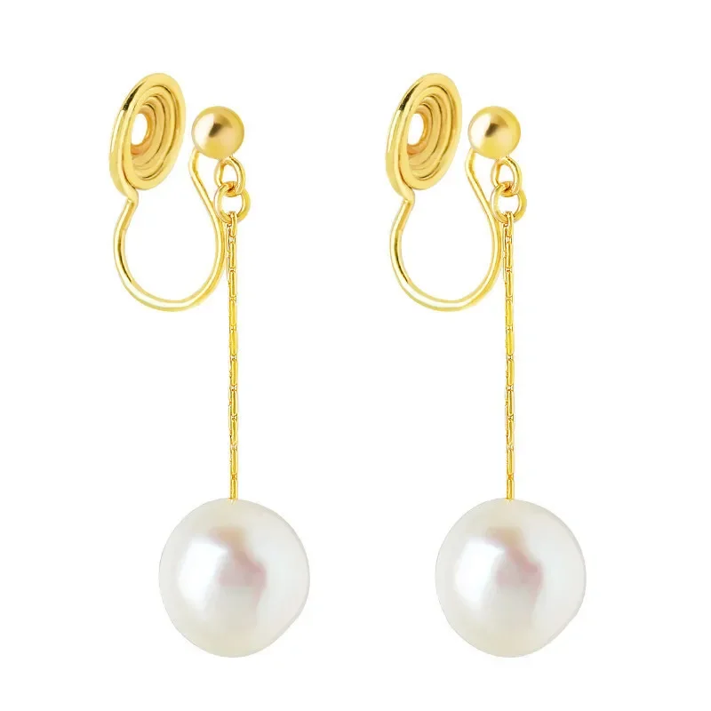 Ear clips from pearl, mosquito coil, earrings with tassels, no pierced ears