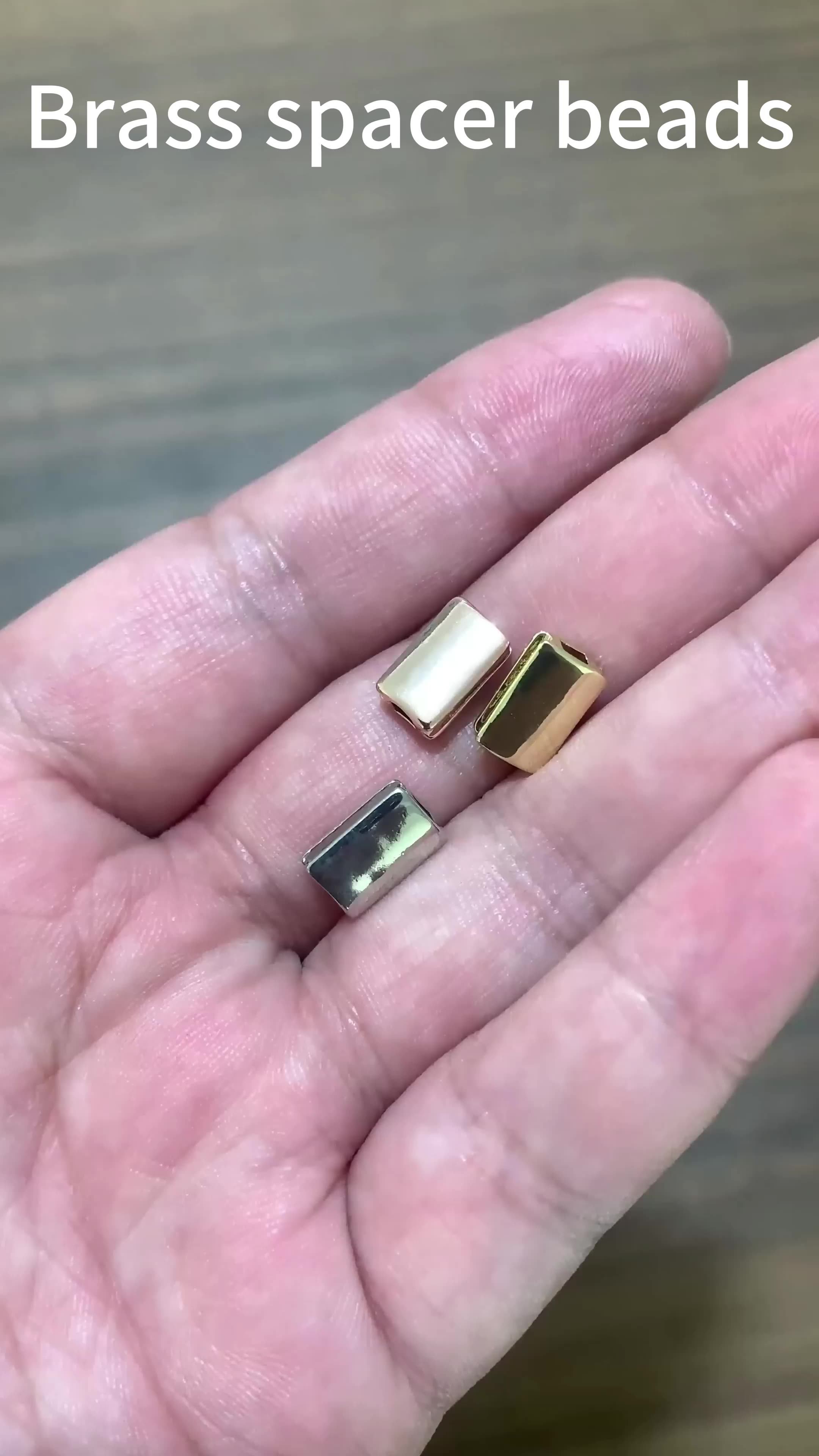 Diy Geometric Square Metal Spacer Beads Engrave Logo Rectangle Square