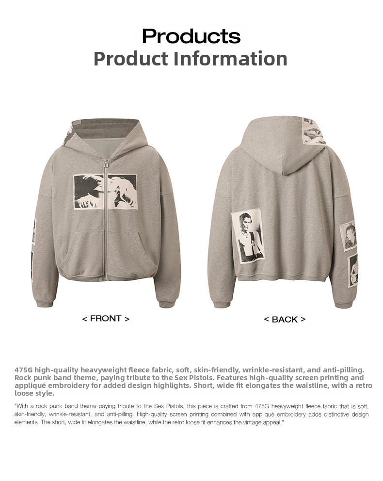 world.taobao.com: Bastard Punk Print Applique Hoodie Patchwork