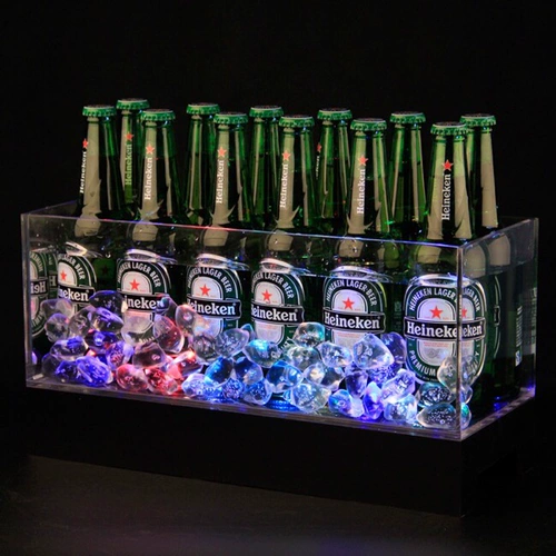 Светящееся акриловое прямоугольное ведро для льда, подходит для караоке-баров