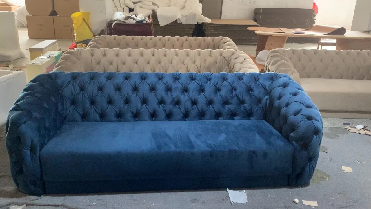 Sf1820 Modern Blue Velvet Cheap Couch Sofa Set Designs Living Room