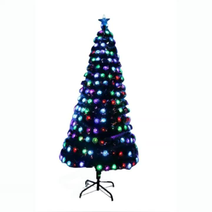 6ft Green Artificial Fiber Optical Christmas Trees With Flashing Led Lights&top Star,Hinged 230