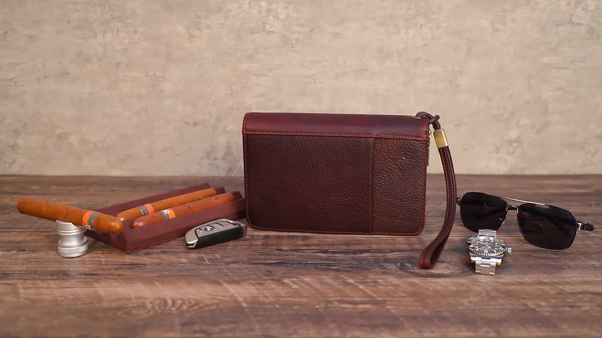 Custom Genuine Leather Cigar Travel Case Bag Embossed Logo Cigars Humidor Portable Tube Holder